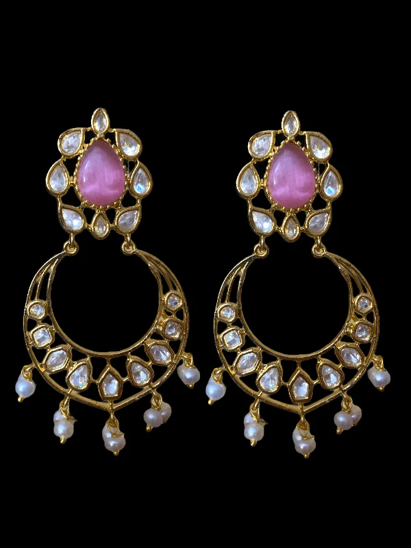 ruby earrings for women-DER65 Evie cz earrings in fresh water pearls - PINK  ( READY TO SHIP)