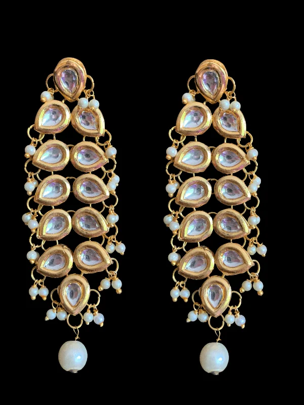 silver earrings for women-DER141  Saru  Kundan earrings (READY TO SHIP  )