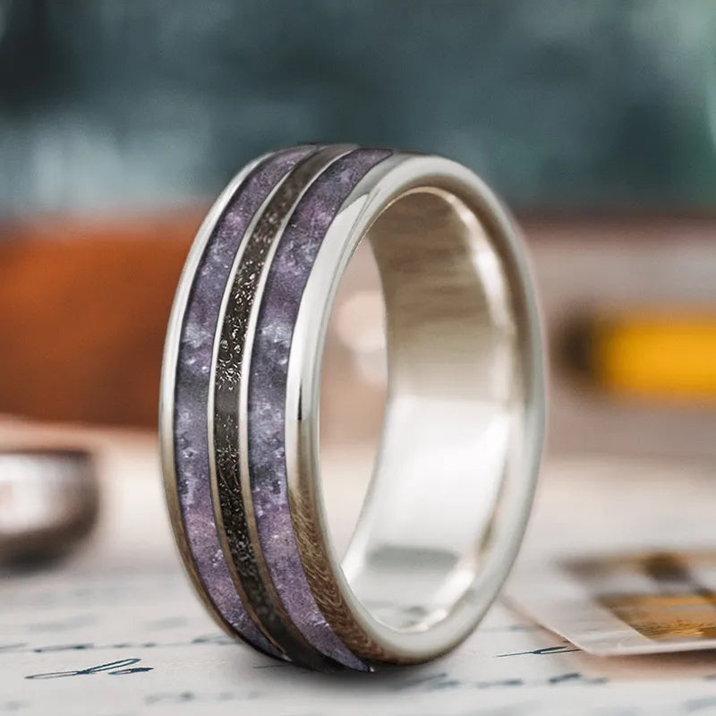 titanium wedding rings for women-Custom Design - 3-Inlay Narrow Center Ring 1ifnbcel7AJs-U1r_2jvqn4i