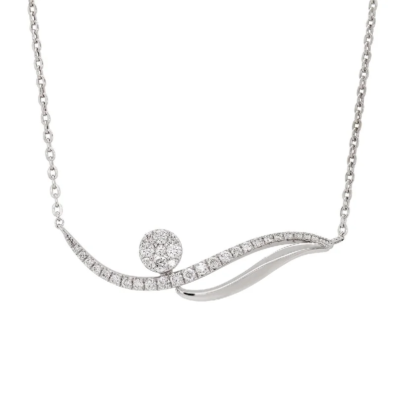 classic necklaces for women-MODERN WHITE GOLD AND DIAMOND PENDANT,  .43 CT TW