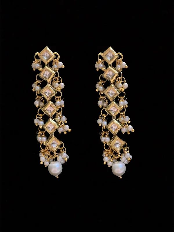 diamond earrings for women-DER139 Kundan dangler earrings ( SHIPS IN 1 WEEK )