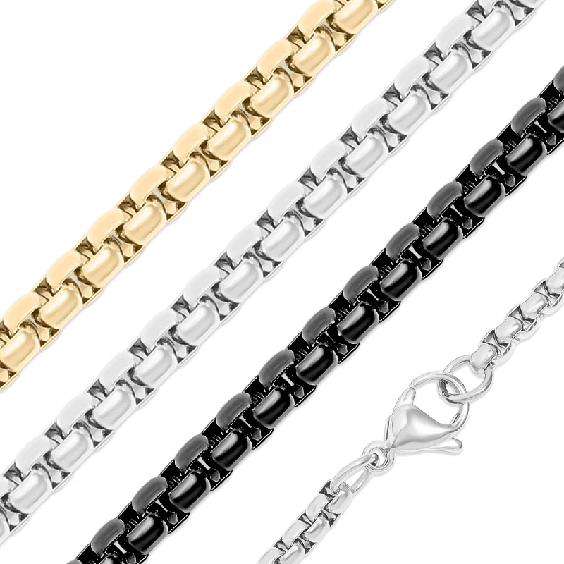 short chain necklaces for women-18K Gold PVD Stainless Steel Rounded Box Chain / CHN9952