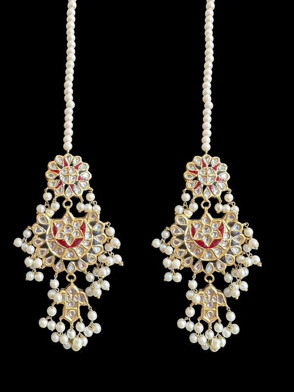 zircon earrings for women-DER716  Maya dangler earrings with red and black meenakari  (READY TO SHIP )