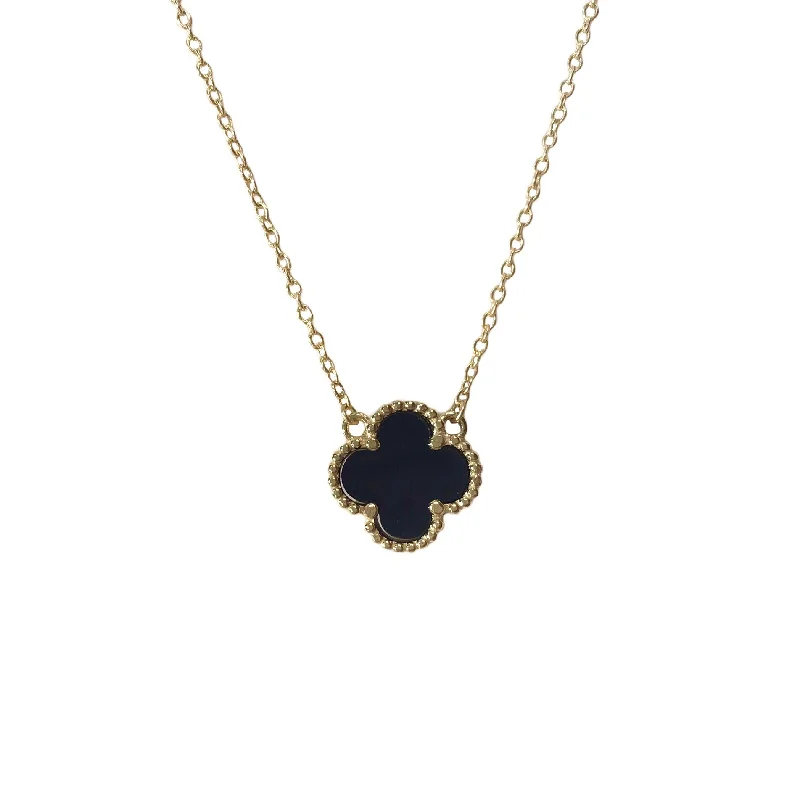 trendy necklaces for women-Flora Bezel Small Onyx Necklace