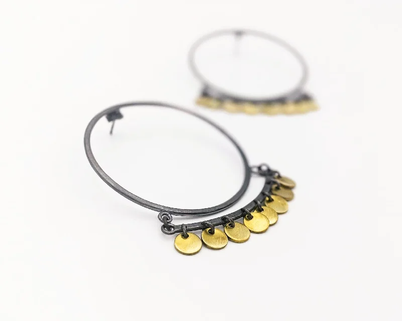 fun earrings for women-Bali Hoop Earrings in Sterling Silver and Brass