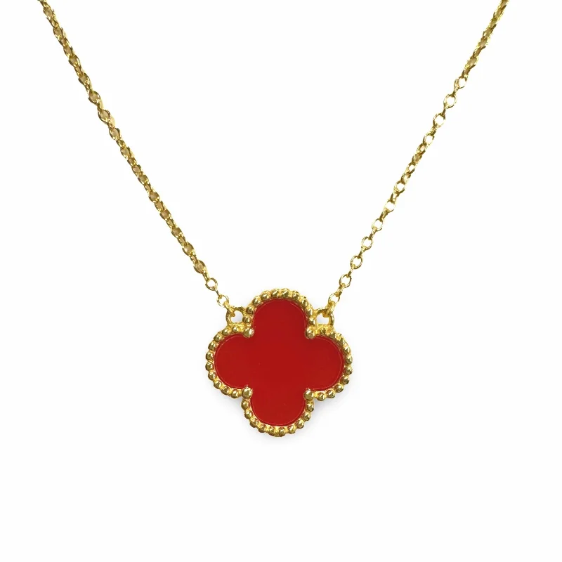 boho necklaces for women-Flora Bezel Large Red Necklace