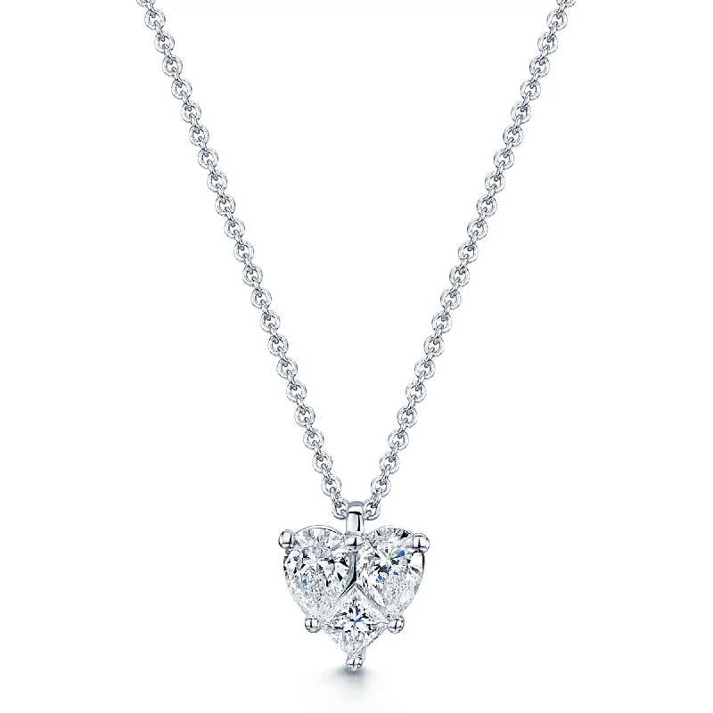 initial necklaces for women-18ct White Gold Mixed Diamond Heart Pendant