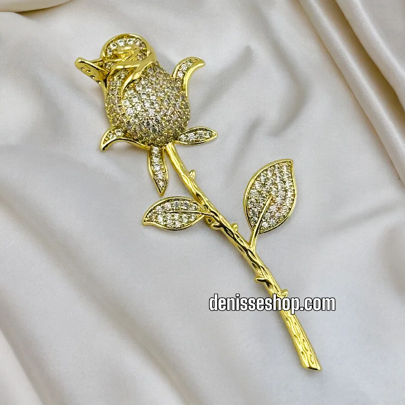 large brooches for women-14K ROSE BROOCH