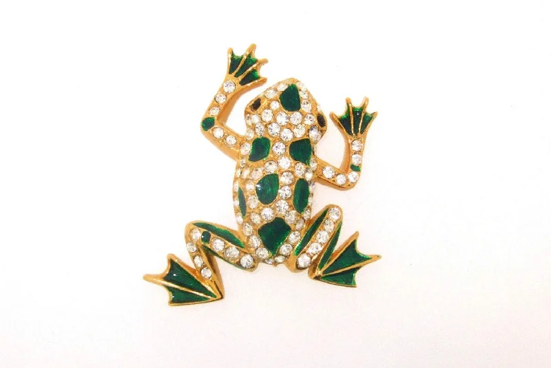 Victorian brooches for women-Green Frog Brooch