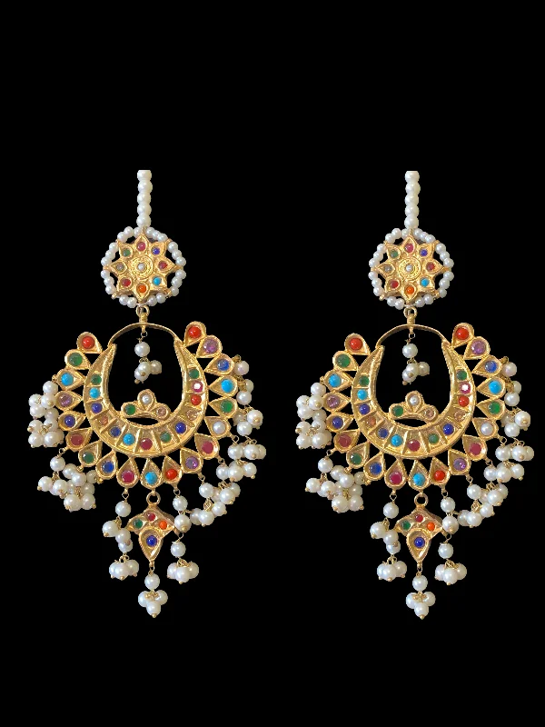 silver hoop earrings for women-DER378 multicolor Pakistani kundan statement chandbali earrings DER19 (READY TO SHIP)  )