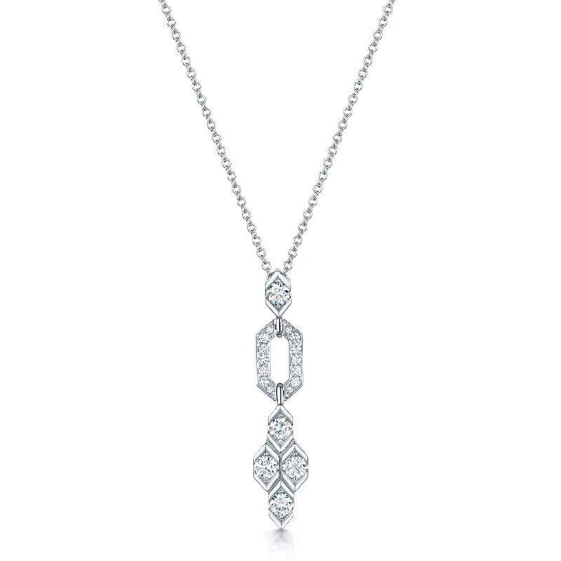 butterfly necklaces for women-Nouveau Collection 18ct White Gold Full Diamond Pendant