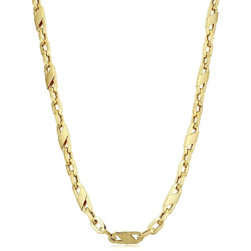 custom heart necklaces for women-MODERN YELLOW GOLD FANCY MARINER LINK CHAIN