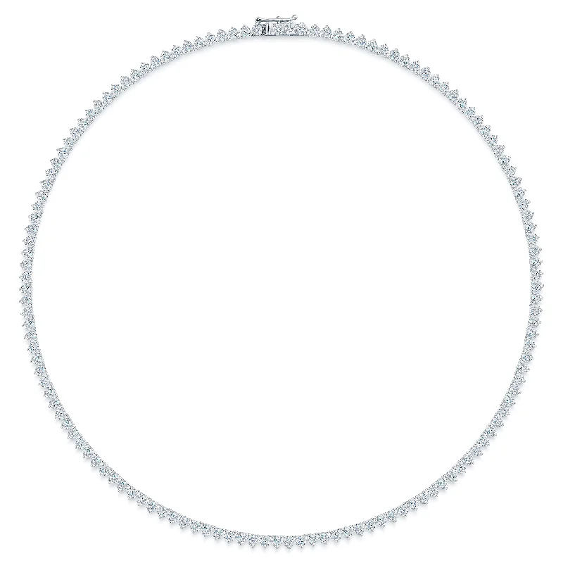 simple necklaces for women-18ct White Gold Round Brilliant Cut Diamond  Claw Set Line Collarette