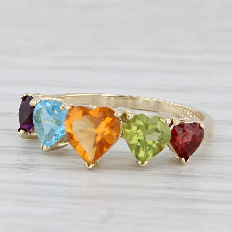 diamond engagement rings for women-2.25ctw Multi-stone Hearts Ring 14k Gold Citrine Amethyst Topaz Peridot Garnet