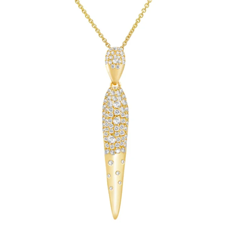 initial necklaces for women-YELLOW GOLD MODERN DIAMOND PENDANT, .80 CT TW