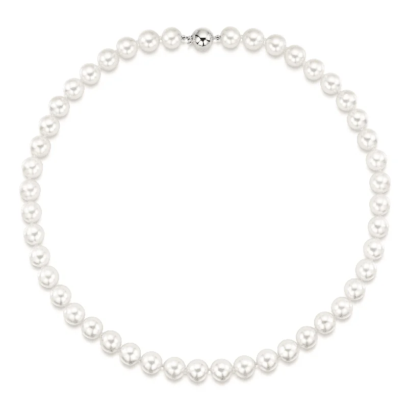 double chain necklaces for women-Akoya 8.5-9mm Pearl Necklet with 18ct White Gold Ball Clasp