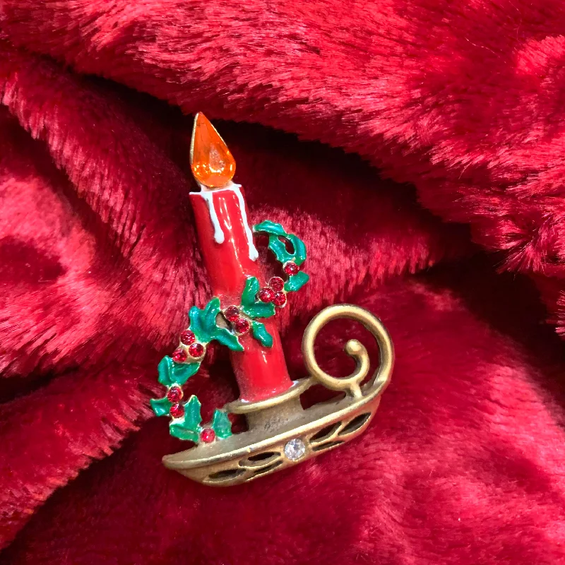 modern gemstone brooches for women-Christmas Candle Brooch by Butler and Wilson