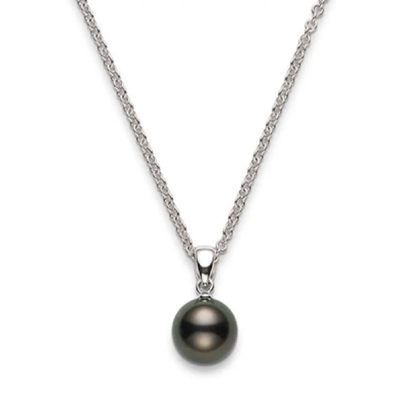 contemporary necklaces for women-18ct White Gold Black South Sea Pearl Pendant