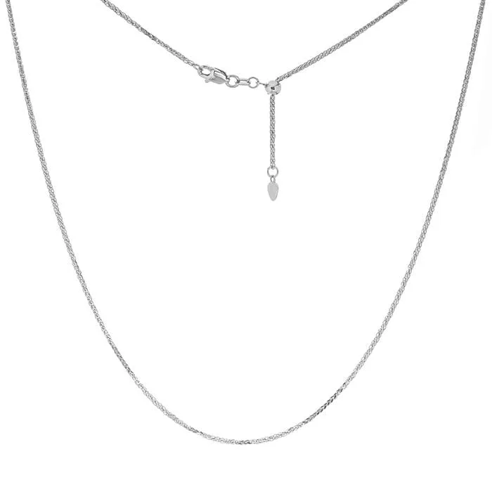 diamond necklaces for women-ADJUSTABLE WHITE GOLD WHEAT CHAIN