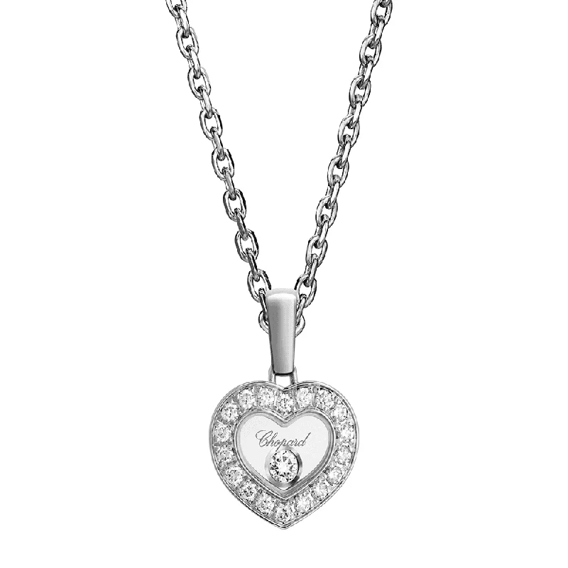 sapphire necklaces for women-Happy Diamonds Icons 18ct White Gold Diamond Heart Pendant