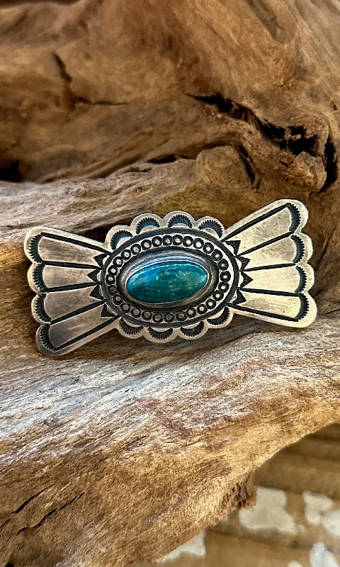 art deco brooches for women-FLYING FREE Vintage Sterling Silver and Bloodstone Jasper Brooch • 20g