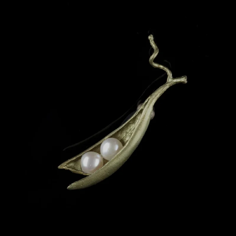 elegant brooches for women-Pea Pod Brooch - 2 Pearls