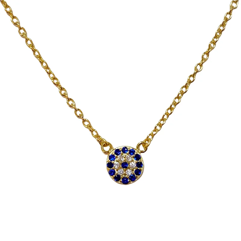 crystal necklaces for women-Evil Eye Small Disc Necklace