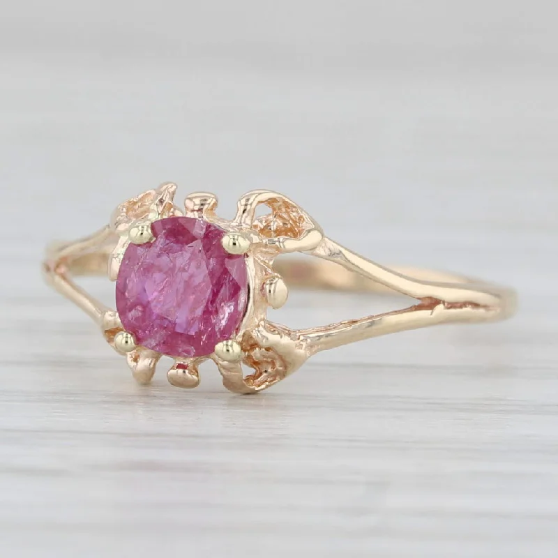 twist engagement rings for women-0.50ct Ruby Ring 10k Yellow Gold Round Solitaire Size 7