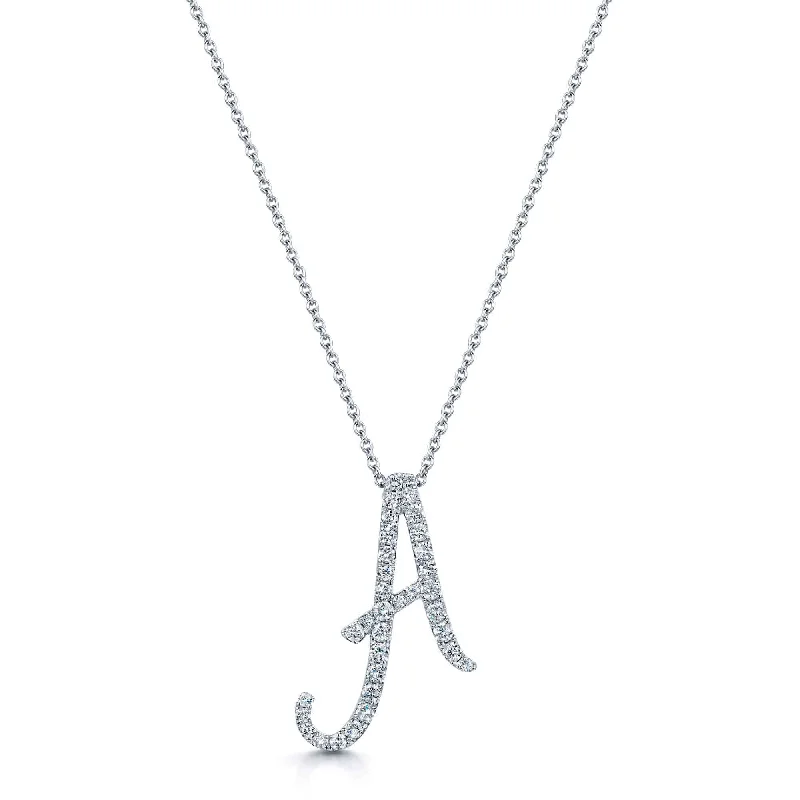 gemstone encrusted necklaces for women-18ct White Gold Diamond Initial "A" Pendant