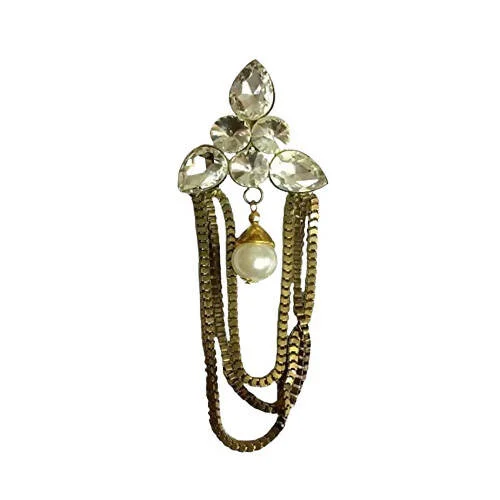 glamorous brooches for women-Tiaraa Kundan Hanging Brooch