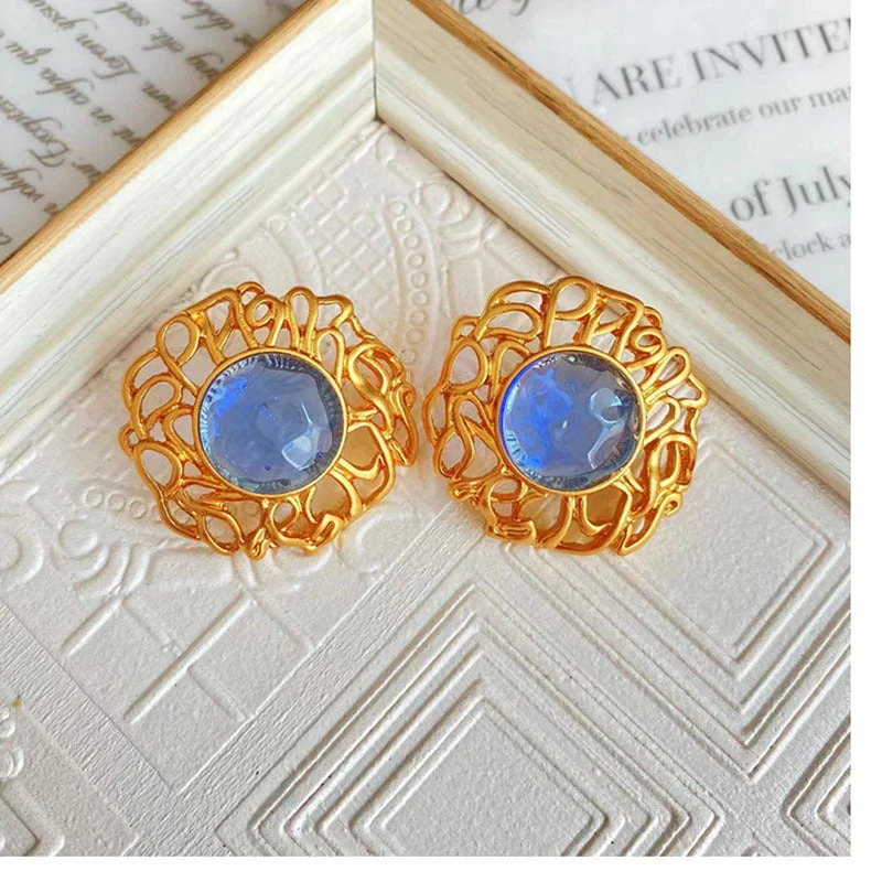 B085 Blue Ear Studs