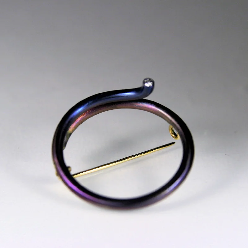 elegant brooch pins for women-Round & Round Brooch- Single Diamond