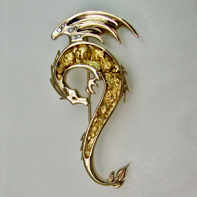 large brooches for women-Dragon Brooch