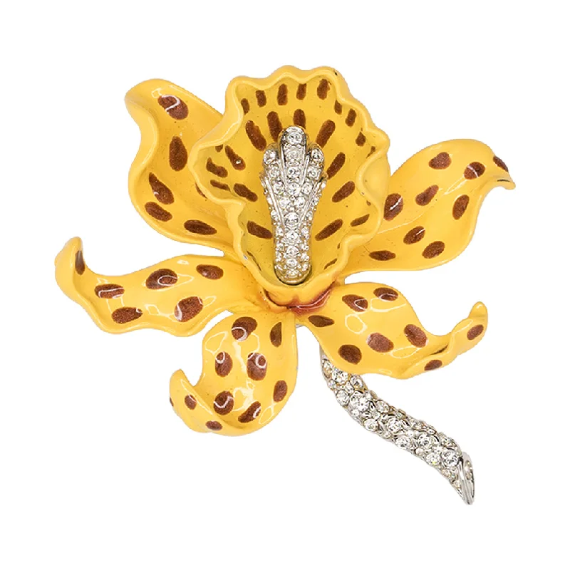 butterfly brooches for women-Yellow Orchid Brooch