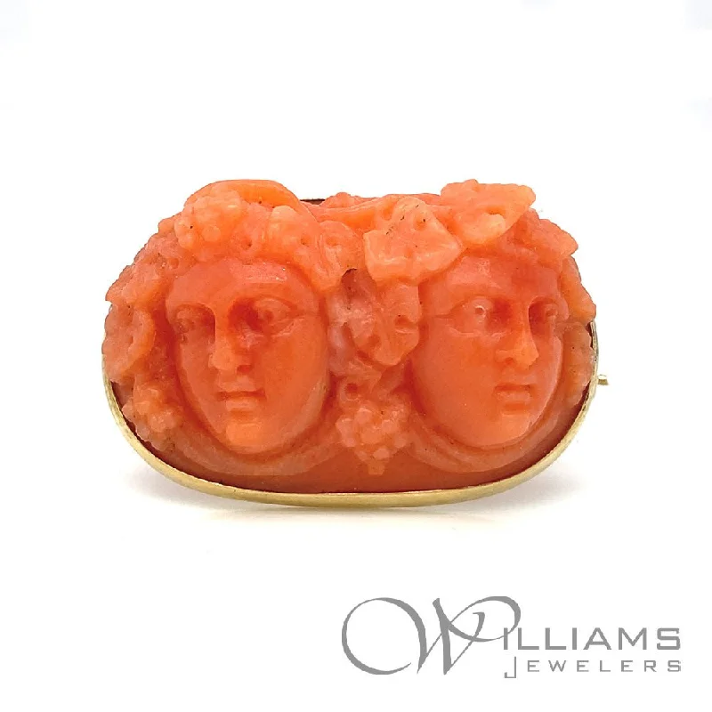 Christmas brooches for women-Antique 18 Karat Cameo Brooch