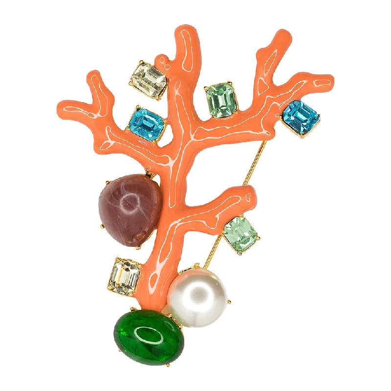 rhinestone brooches for women-Coral Branch Brooch