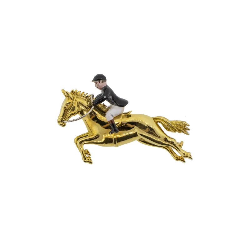 star brooches for women-Horse and Enamel Rider Pin/Brooch