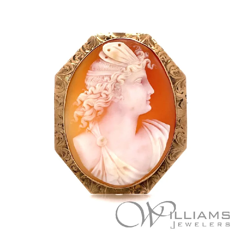 wedding brooches for women-Edwardian 10 Karat Cameo Brooch