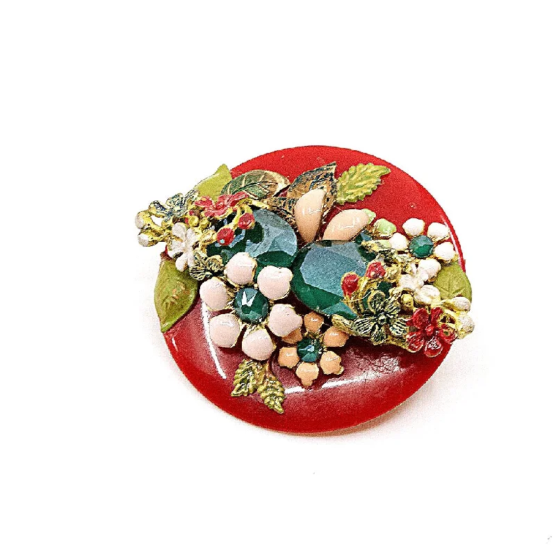 gold-plated brooches for women-Flower and Jewel Brooch by DUBLOS