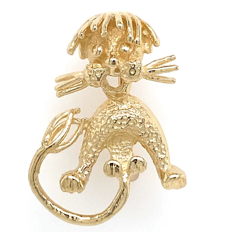 bridal brooches for women-Estate Whimsical Lion Brooch