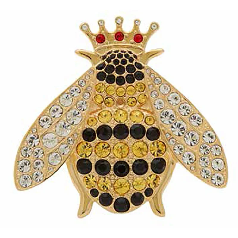 large brooches for women-Halcyon Days Sparkle Queen Bee Pave Brooch