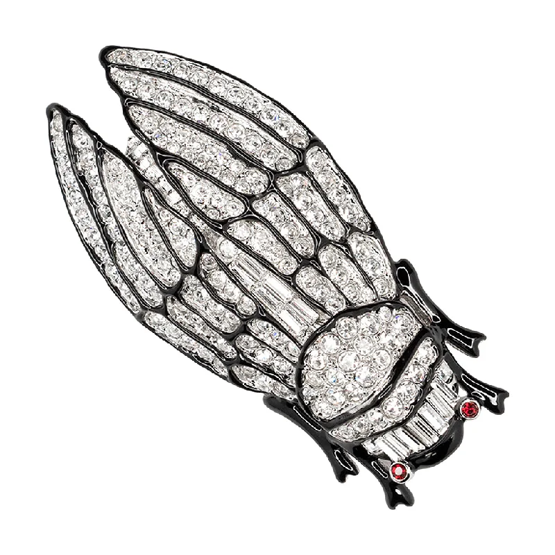 jeweled brooches for women-Crystal Cicada Brooch