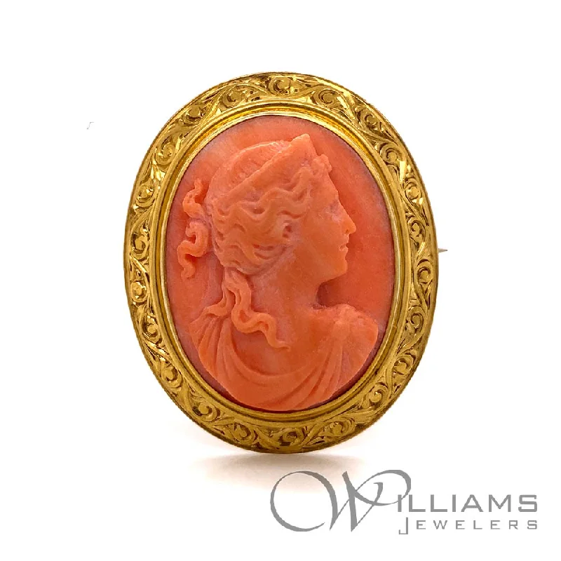 heart-shaped brooches for women-Victorian 18 Karat Cameo Brooch